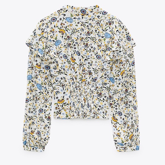 ZARA Tied Print Blouse M - Picture 2 of 3